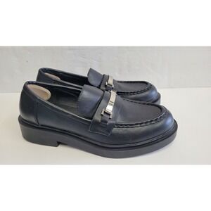 Madden Girl kennzie  Shoes‎ Faux Leather Black Lug Loafers women's size 9M EUC